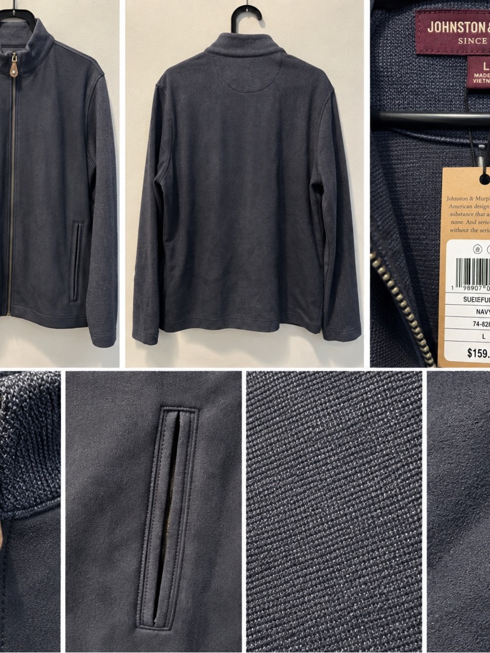 Johnston & Murphy Navy Full-Zip Men's Sweater Jacket